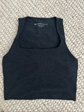 Beyond Yoga Spacedye Square Neck Cropped Tank Bra Top Black Size S